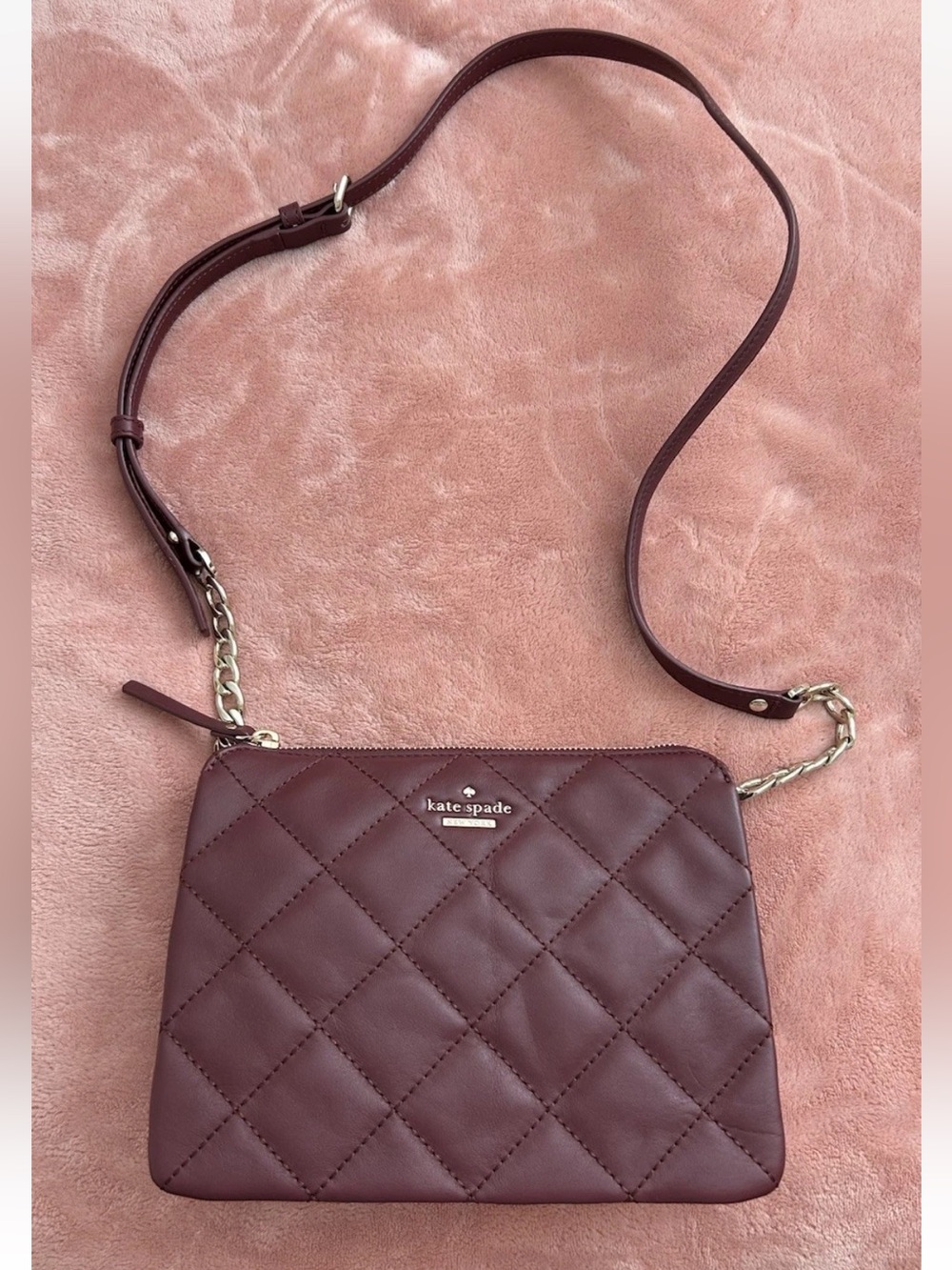 Kate Spade New York Emerson Place Harbor Cherrywood Quilted Leather Purse